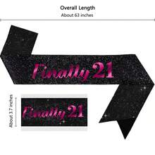 Finally 21 Birthday Sash With Silver&Red&Rose Red&Rainbow Foil Glitter, 21st Birthday Decoration Sash,21st Birthday Sash For Women Man,Twenty One Sash Party Favors Supplies - Multicolor - View 6