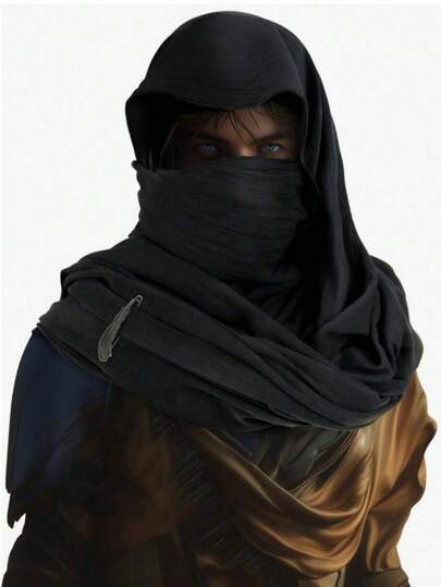 一件中世纪黑色帕德梅斗篷披肩，末日后黑色连帽斗篷，适合角色扮演、舞台表演，防风、防紫外线、防尘，斗篷派对万圣节服装，复古风格男士披肩