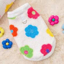 1 pieza Chaleco/Chaqueta térmica con forro floral cálido para perros medianos/grandes, ropa para mascotas para Golden Retriever, Border Collie, Labrador - Blanco - Ver 7