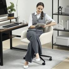 HOMCOM Swivel Office Chair With Wheels, Desk Chair, Fleece Fabric, Foam, Adjustable Height, Home Office, Cream White - 1 - View 7