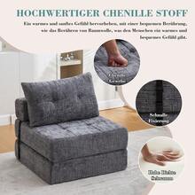 Divano letto pieghevole, divano letto con cuscino, materasso pieghevole con schienale, divano pieghevole portatile, comodo divano da pavimento per soggiorno e camera da letto - Grigio + Ciniglia - Visualizzare 4
