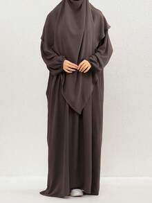 2 Stücke/Set Khimar Abaya, geeignet für den täglichen Gebrauch und Gebet von Frauen, langes Gewand, muslimische islamische Kleidung, geeignet für alle Jahreszeiten - Verschiedenfarbig - Übersicht 10