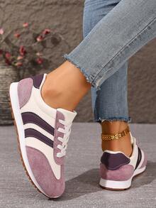 Zapatillas deportivas casuales para mujer, tenis, nuevos zapatos para correr para primavera/verano para damas, estudiantes, zapatos casuales blancos/beige/rojos, para viajes, saltar la cuerda, uso diario, zapatos casuales cómodos y ligeros, entrenadores, tenis - Morado - Ver 5