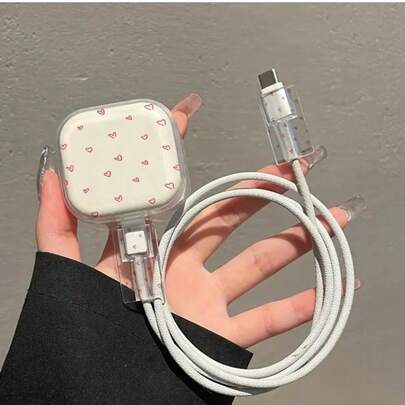 3 حزمة من أغطية حماية شاحن شفافة من TPU بتصميم كارتوني/زهري/دب باندا متوافقة مع هواتف 13/14/15/16، 18 واط/20 واط - تشمل غطاء شاحن بتصميم قلب دب باندا، واقي كابل - هدية مثالية