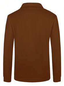 Chaqueta casual de manga larga con solapa de mezcla de lana para hombres, color marrón, adecuada para otoño/invierno, viajes diarios, calle, exterior - Marrón - Ver 3