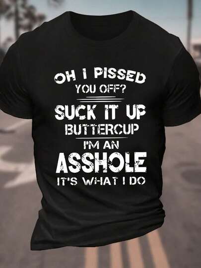 Camiseta Casual Azul Real para Hombre - 100% Algodón, Manga Corta, Ajuste Relajado, Impresión Divertida, Lavable a Máquina, Cómoda para el Verano