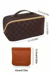 1个PU多功能旅行化妆包,多层隔层化妆品收纳包,大容量化妆刷收纳袋,便捷防水手提包,可收纳护肤品、化妆品、化妆刷、粉饼、口红等,适合海滩、学校、浴室、度假、情人节、圣诞节等场合,是送给家人、朋友的绝佳礼物,也是旅行必备品。 - 咖色格紋 - 查看 7