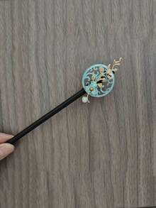 手工木质莲花流苏发簪，简约发髻固定器，新款中式旗袍汉服发饰，发髻延长器，发夹，头饰，女士发饰 - 蓮花 - 查看 14
