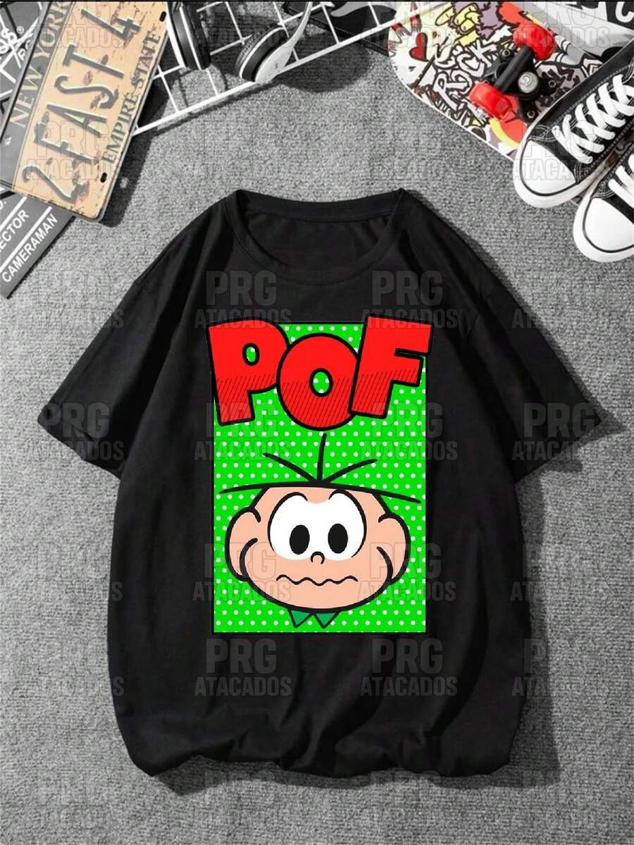 Monica's Gang T-Shirt Featuring Cebolinha, Cascão, And Magali. Brazilian Animation, Children's, Unisex, Male And Female. 100% Cotton, Premium Top Quality, Streetwear. New Release. Immediate Shipping. Various Colors!! Plus Size. - 黑洋蔥 - 查看 1