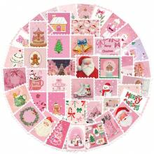 50PCS Cartoon Pink Christmas Stamps Doodle Stickers DIY Decorative Decals Phone Case Laptop Diary Guitar Cups Stationery Waterproof Stickers - Multicolor - View 2