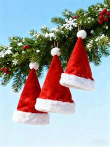 1/3 pièces Ensemble de chapeaux de Père Noël rouges moelleux avec bordure et doublure en peluche pour adultes hommes femmes - Fournitures et cadeaux pour fête de Noël et du Nouvel An, décoration de Noël festive, matériau en tissu, sans plume, sans alimentation électrique, décoration de vacances pour la maison et la cuisine - Multicolore - Voir 13