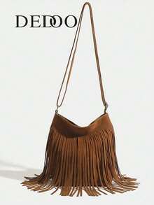 Neue Mode Herbst und Winter Retro Wildleder einfarbig Quaste Frauen Nische Handytasche Westlicher Stil Hongkong Stil Schulter Umhängetasche vielseitig personalisiert einfacher lässiger Stil Pendeln Reisen Einkaufen Lässig Reisen vielseitig täglich einfach und leicht braun, neuester modischer Wildlederbeutel für Frauen, perfekt passend zu Herbstoutfits Frauenkleidung Herbst Neue Herbstmode 2025 für Frauen