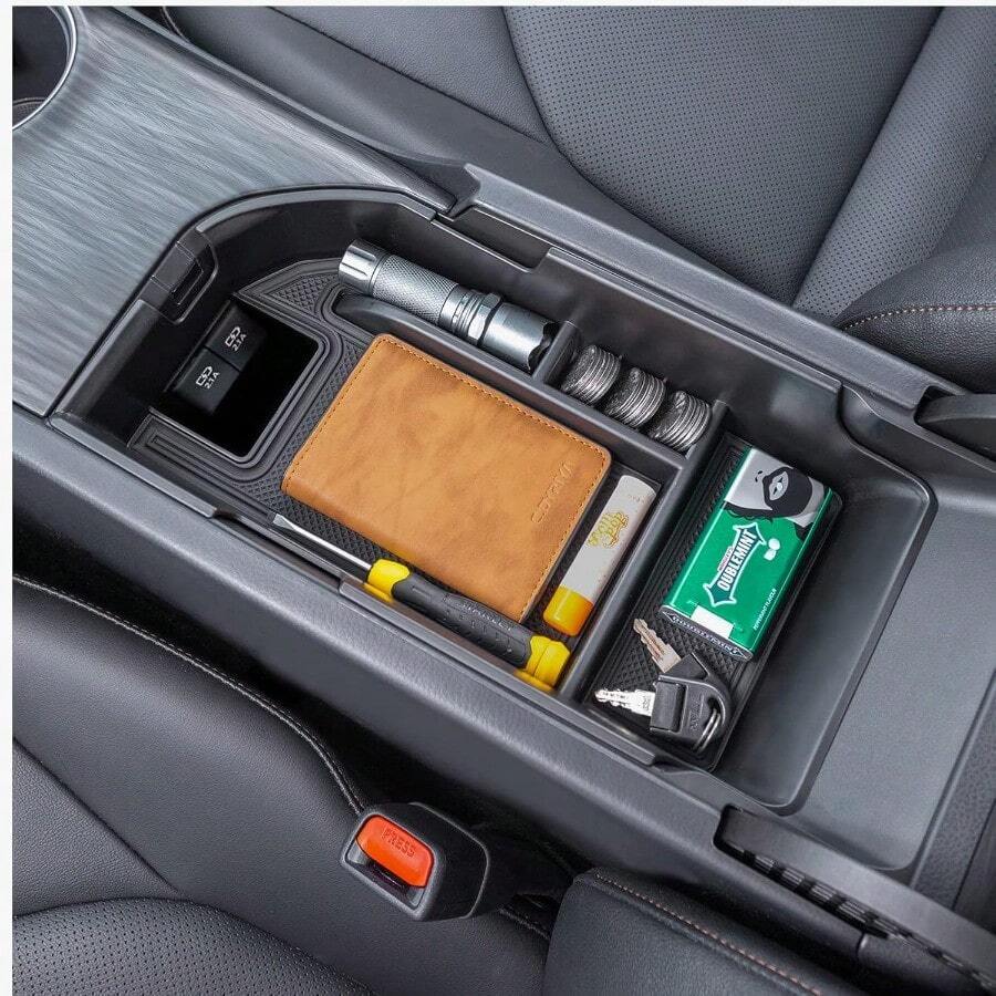 TOPINSTALL Center Console Tray Compatible With 2018-2024  Camry XLE XSE And 2020-2023 2024 Camry LE SE With Dual USB Ports Interior Accessories Armrest Storage Console Organizer ABS Material - 20182024Black - View 1