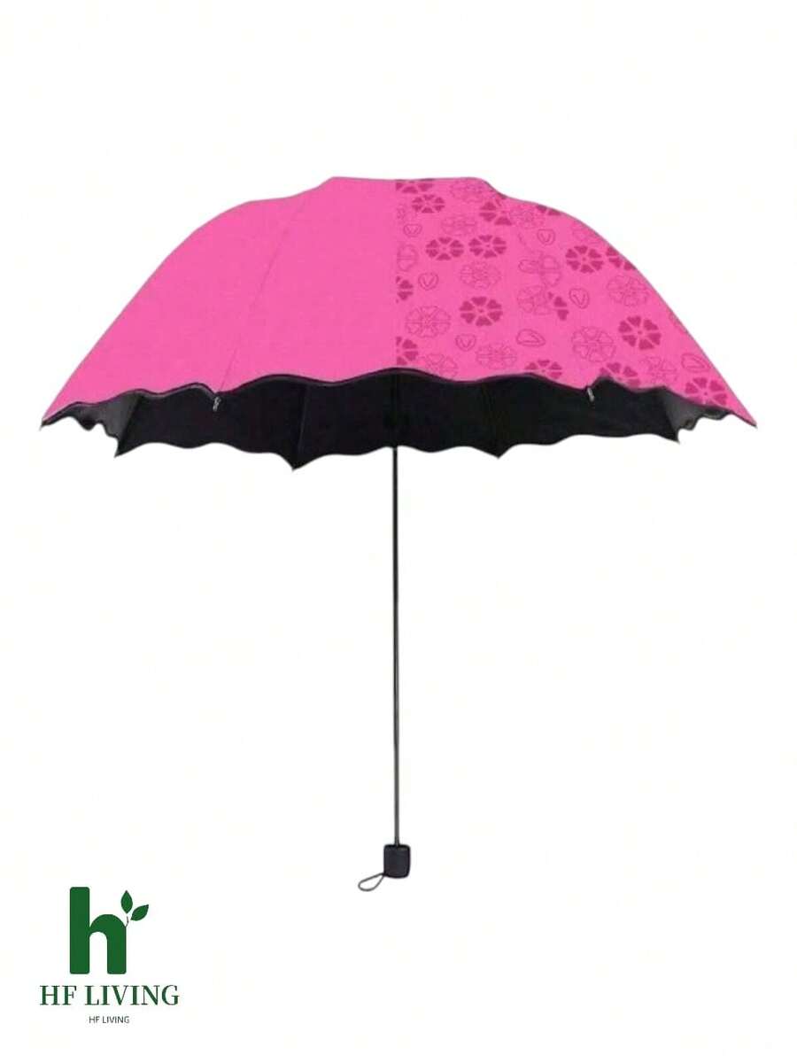 Sombrilla mágica, varios colores, al contacto con el agua empieza a aparecer su estampado Paraguas Mágico Protector Solar Mágico Contra el Sol y la Lluvia Diseño Compacto para Uso Diario - Rosa Fucsia - Ver 1