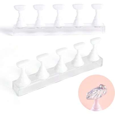 2 Sets Nail Stand For Press On Nails Art Display Practice Fake Nail Tips Holder For Painting Nails Stand Magnetic False Nail Practice Stand For Home DIY Nail Art And Nail Salon, Pink2