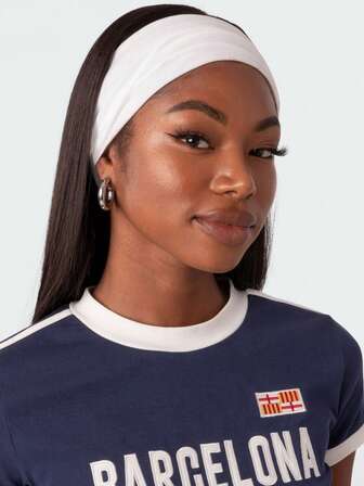 1pc White Simple Versatile Daily Women Hair Accessory, Yoga Sports Headband, Super Elastic & Soft Material Women Bandanas Soft Headwrap Winter Hair Bands