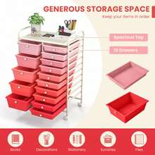 15-Drawer Rolling Storage Cart Mobile Cart With Colorful Drawers & Metal Frame - Bột chuyển màu - Xem 7