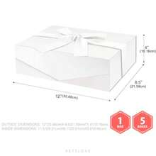 PETSLOVE 6 Count Large Gift Boxes With Ribbon 30.48x21.59x10.16 CM White Magnetic Gift Boxes With Lid For Presents Bridesmaid Proposal Boxes Glossy - White6count - View 6