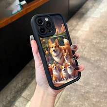 [Teléfono] Funda con diseño de cachorro Shiba Inu Corgi, estilo "Eye Staircase", divertida, elegante y con personalidad. Un teléfono sencillo y moderno para hombres y mujeres. Ideal para amantes de los perros. Un accesorio con estilo. - Negro - Ver 5