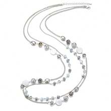 Noessla Layered Long Necklaces For Women Crystal Beaded Statement Necklace Sweater Silver Chain With Gifts Box Jewelry{Inchcolor_nameinch:InchGreyinch} - 灰色 - 查看 3