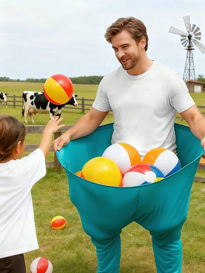 1 Set Giant Granny Pants Toss Game - Outdoor Party Game, Includes 1 Pair Of Pants, 2 Bouncy Balls And 1 Air Pump | Hilarious Backyard Entertainment For Adults, Families And Groups, Gender Reveal Prop, Party Game Prop