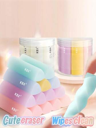 10个可爱果冻橡皮擦：材质柔软，易于清洁，糖果色系，学生专用，三角形橡皮擦不留碎屑，超级干净，学生必备