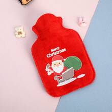 1pc Christmas Plush Hot Water Bottle Filled With Water To Warm Hands And Carry Warm Baby With You-Pattern Random Hair - Red - View 7
