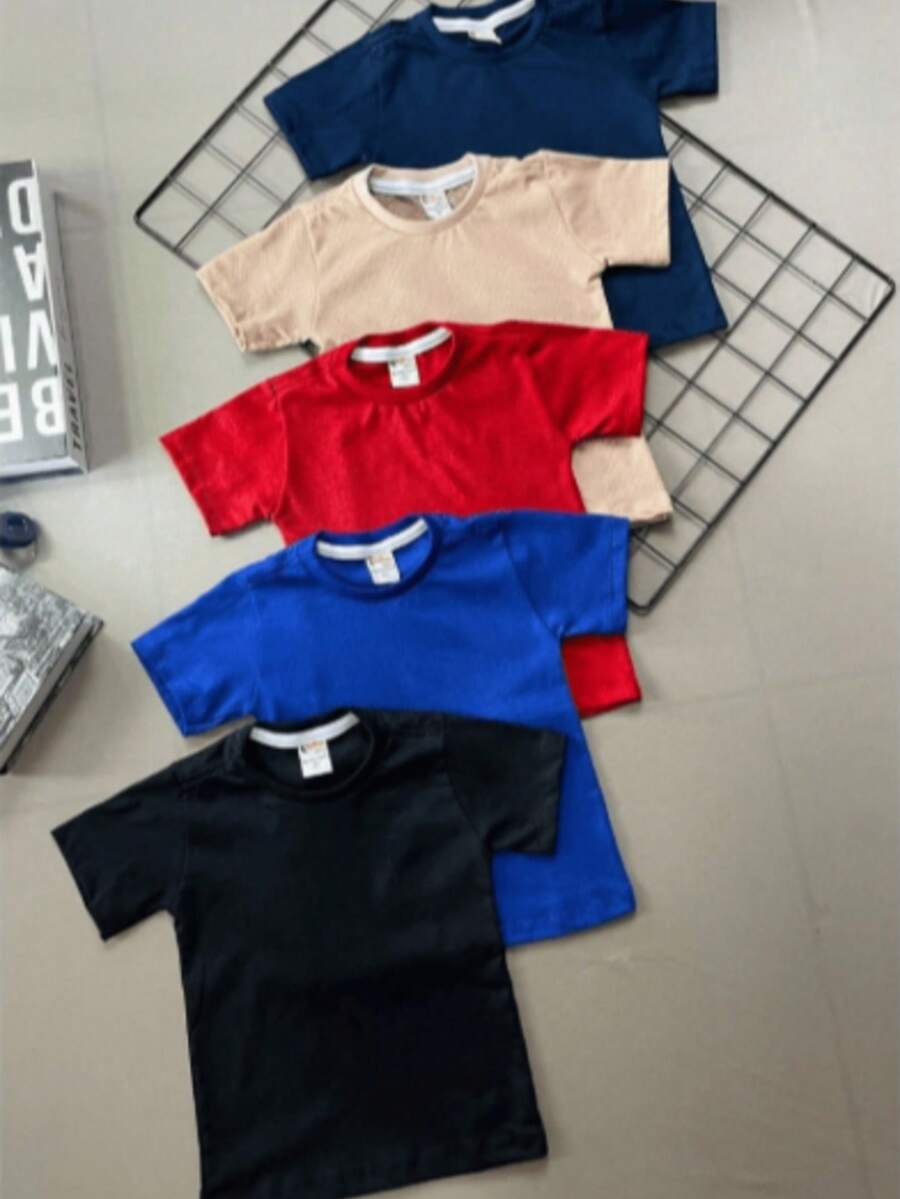 Kit 4 Camisas Manga Curta Infantil Menino OPLK - Multicolorido - Visão 1