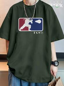 Oversized T-Shirt/T-Shirt Streetwear Street Energy Martial Arts Fight Acrobatics Game REF 7172 - 軍綠色 - 查看 6