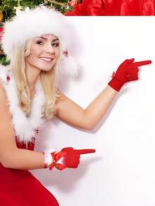 2pcs Christmas Santa Claus Costume Accessories Set (Santa Hat And Gloves), Cute Red Santa Hat With White Trim And Matching Gloves, For Women, Pop Culture Themed Party Prop, Christmas Hand Warmer - Multicolor - View 7