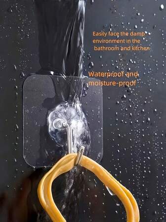 10/50/100pcs Transparent Hook, Punch-Free Adhesive Hook, Strong And Traceless Hook, Transparent Hook, Bathroom And Kitchen Acrylic Hook