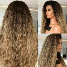 Ombre Brown Colored 13x4x1 HD Deep Wave Lace Frontal Wig Human Hair 250 Density Kinky Curly Lace Front Wigs Human Hair Transparent T Part Lace Wigs For Women Pre Plucked With Baby Hair Brazilian Remy Brown Colored Glueless Wigs Human Hair Natural Hairline - 根染&漸變色 - 查看 1