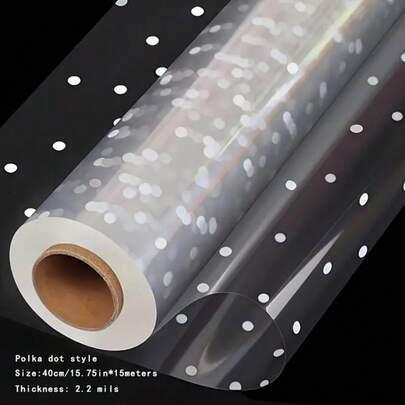 1 Roll Transparent Gift Wrapping Paper With Unique White Dot Pattern - Ideal For Gift Baskets, Bouquets, Crafts, Snacks, Presents And Holiday Celebrations | High-Quality Plastic Material, Bouquet Base Packaging Paper, Rose Packaging Paper, Translucent Gift Decor, Bouquet Accents, Multi-Purpose Moisture-Proof, Wrapping Paper, Tissue Paper, Bouquet Supplies, Gift Wrapping Paper, Flower Wrapping Paper, Gift Packaging, Decoration For Any Occasion, Birthday, Valentine's Day, Mother's Day, Wedding