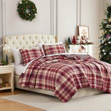 Full/Queen Quilt Bedding Set, Microfiber Quilts Queen Size, Coverlet, Stain & Pet Hair Resistant Bedding, Full Size Bedspread With 2 Pillow Shams, Bone, 2025 - 聖誕頌歌 - 查看 1