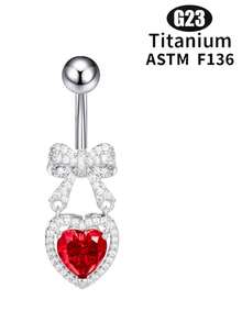 1 قطعة من خواتم ثقب السرة المقلوبة، من سبيكة التيتانيوم F136/صلب التيتانيوم، بتصميم أوروبي وأمريكي شخصي، خاتم سرة مقلوب بشكل فراشة وقلب للمراهقات، ذو سن خارجي - متعدد الألوان - مشاهدة 12