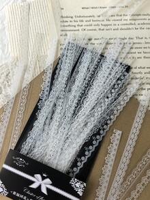 1 Pack Of 30pcs White Lace Floral Trim Stickers For Scrapbooking, Vintage Flower Decorative Stickers