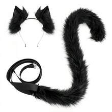 1 Set Plush Cat Tail Simulation Animal Ear Animal Tail Set Cat Ear Headband Fox Tail Cosplay Performance Props - Hồng - Xem 5