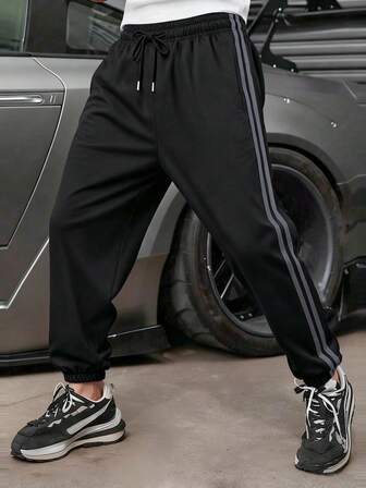 1pc Men's Loose Fit Casual Sports Pants, Suitable For Beach, Vacation, Commute, Exercise, Outdoor, Fitness, Jogging, Everyday Wear, Fashionable Loose Cuff Sweatpants, Summer, Fall