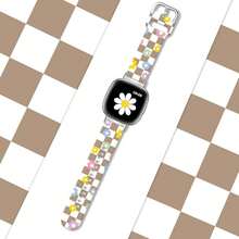 Compatible With Watch Band Fitbit Versa 3, Versa 4, Sense, Sense 2, Holiday Pattern Silicone Replacement Strap{Inchcolor_nameinch:InchBrownandWhiteCheckeredinch,Inchsize_nameinch:InchForVersa4/Versa3/Sense2/Senseinch} - BrownandWhiteCheckered - View 4