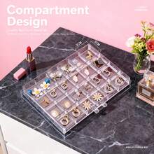1 pezzo Scatola portaoggetti gioielli con 120 scomparti, grande capacità, organizer per cassetti trasparente a prova di polvere per anelli, orecchini, collane