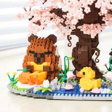 2288pcs Sakura Capybara-San Micro Particle Building Block Set, High Difficulty Assembly Blocks, Sakura Building Blocks Set, Capybara-San Building Blocks Set, Home Decor, Creative Building Block Display, Holiday Gift, Home Decor, Living Room Decor, Desk Decor, Adult Building Blocks Set, Christmas Gift, New Year Gift, Birthday Gift - Sakura Kapibala Hut - View 10