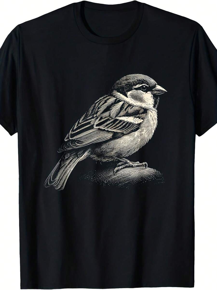 Sparrow Bird Graphic Art Design T-Shirt - Style 7 - View 1