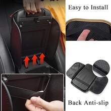 [Car Stuff] 1Pc Car Center Console Cover Armrest With High Pad, Armrest Modification Lengthened And Thickened Cover Cushion Car Accessories,Gifts For Men Automotive Center Control Advanced Universal Elbow Support With Storage Bag For Most Vehicle - Leather - View 7
