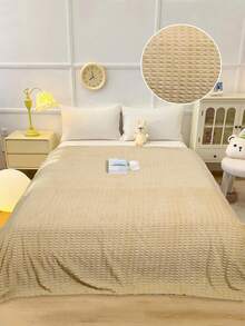 200*220cm Frazada De Franela a Cuadros De Estilo Tradicional Acogedor, Suave Terciopelo De Panda (Fibra De Poliéster), Cálida, Suave y Acogedora Para Siestas, Oficina, Camping Al Aire  Uso En El Sofá - Beis - Ver 2