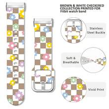 Compatible With Watch Band Fitbit Versa 3, Versa 4, Sense, Sense 2, Holiday Pattern Silicone Replacement Strap{Inchcolor_nameinch:InchBrownandWhiteCheckeredinch,Inchsize_nameinch:InchForVersa4/Versa3/Sense2/Senseinch} - BrownandWhiteCheckered - View 5