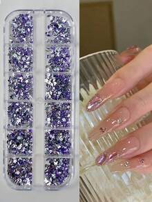 1 Box Of 1500pcs Mixed Nail Art Decorations, Popular Resin Flat Bottom Irregular Rhinestones, Mini Acrylic Nail Diamonds, Accessories, Glitter Nails, Nail Art Parts, Ribbon Nail Supplies Nail Gems - Multicolor - View 15