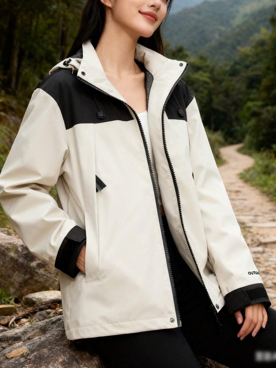 Colorblock    Casual  Elegant    Zipper  Pocket    Home - trắng - Xem 1