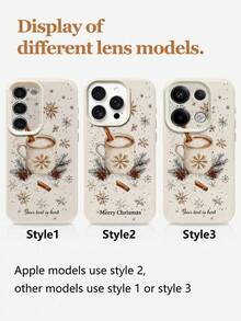 1pc Customized Name & Blessing Text Christmas Themed Cute Pattern Phone Case Cover - White - View 9