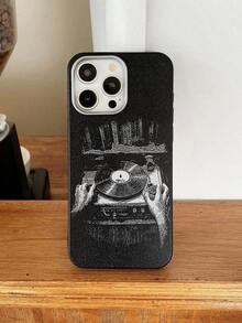 ROMWE Grunge Punk Funda para teléfono con gráfico de disco de música compatible con iPhone - Multicolor - Ver 3