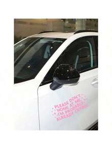 Please Don'Honk At Me I'Probably Already Crying Decal Funny Bumper Sticker Car Accessories Cute Car Sticker - 粉色 - 查看 4
